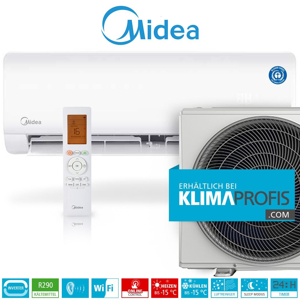 SIngle-Split Klimaanlage All Easy Blue von Midea mit Kältemittel R290